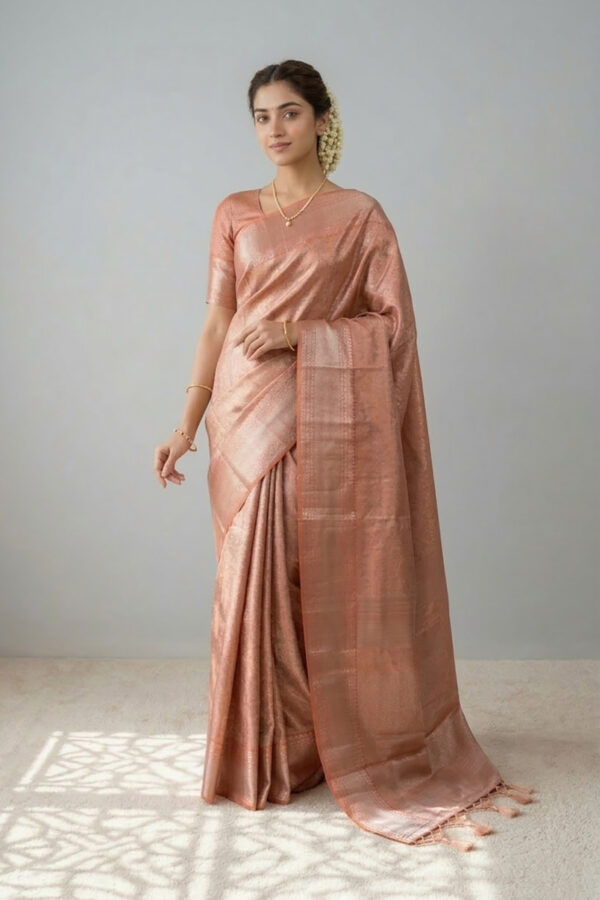 Copper Tone Silk Kanjivaram Style Saree